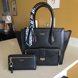 Black Leather Henri Bendel Rivington Tote Bundle